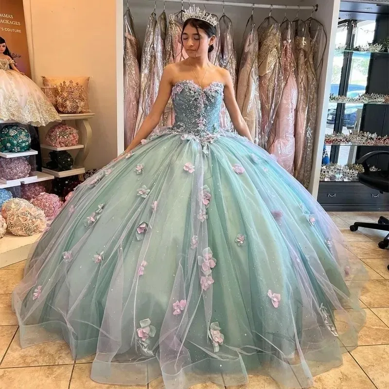 Doymeny Mint Green Sweetheart 3D Flowers Quinceanera Dresses With Bow Beading Appliques Princess Corset Back Birthday Party Gown
Doymeny Mint Green Sweetheart 3D Flowers Quinceanera Dresses With Bow Beading Appliques Princess Corset Back Birthday Party Gown