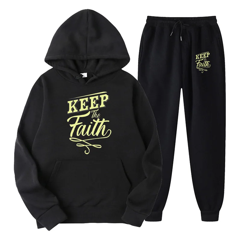 Men's Keep the Faith Print Hoodies and Pants Set Man Harajuku Pullover Hooded Sweatshirt Suit Male Tracksuit Sport Coat Clothing
Men's Keep the Faith Print Hoodies and Pants Set Man Harajuku Pullover Hooded Sweatshirt Suit Male Tracksuit Sport Coat Clothing