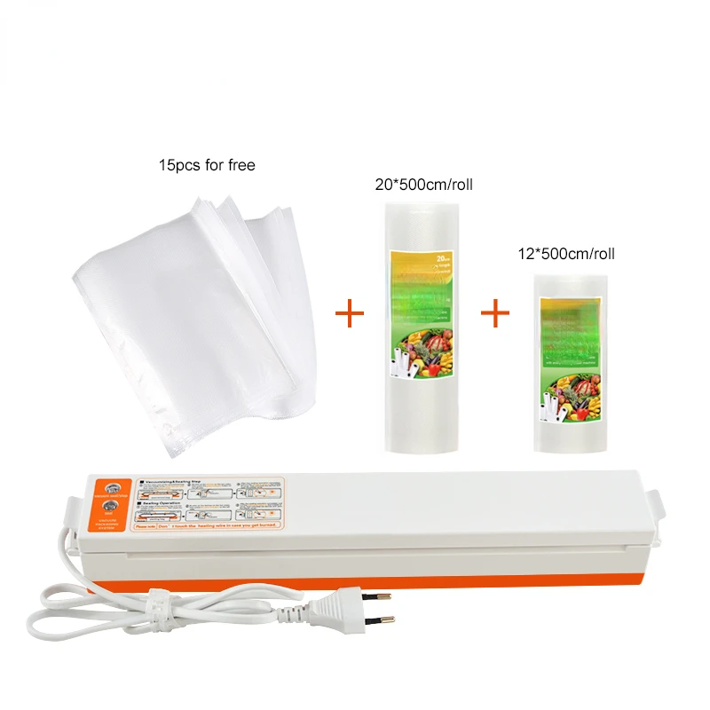 Food Vacuum Sealer Packing Sealing Machine Including 15Pcs Bags and Vacuum Bag Packaging Rolls 20cmX500cm+12cmX500cm
Food Vacuum Sealer Packing Sealing Machine Including 15Pcs Bags and Vacuum Bag Packaging Rolls 20cmX500cm+12cmX500cm