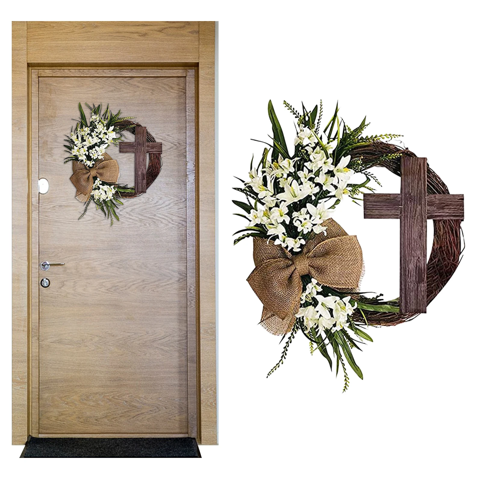 Easter Wreath With Cross Beautiful Simulation Plant Wreath Spring Wreath With Cross Burlap Bow Front Door Wreath Decoration
Easter Wreath With Cross Beautiful Simulation Plant Wreath Spring Wreath With Cross Burlap Bow Front Door Wreath Decoration