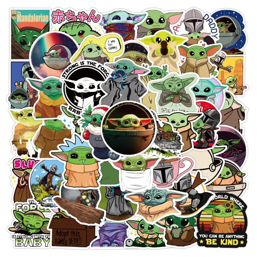 

10/30/50pcs Disney Cartoon Yoda Baby Stickers for Kids Toys Waterproof Graffiti Skateboard Laptop Diary PVC Cute Sticker Packs