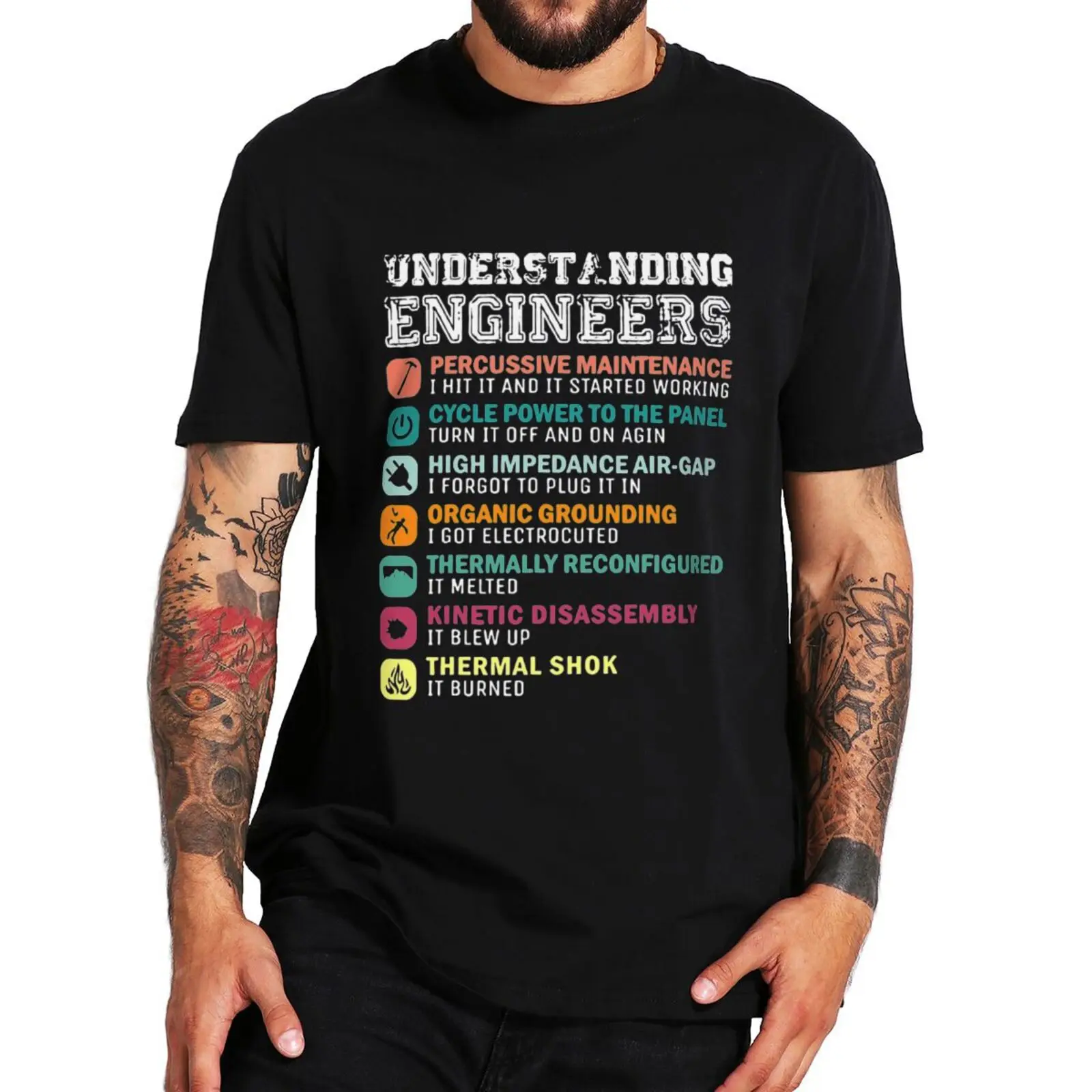 

Understanding Engineers T Shirt Funny Science Engineer Geek Dad Gift Short Sleeve EU Size 100% Cotton Unisex Casual T-shirts