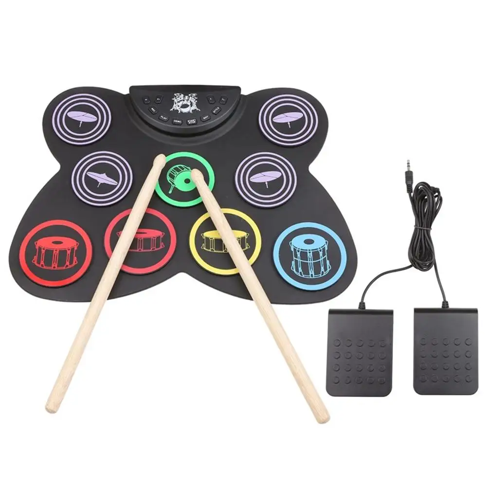Portable Electronic Drum Hand Roll USB 9 Pads Silicone Electric Drum Kit with Drumsticks and Foot Pedal for Beginner Practicing
Portable Electronic Drum Hand Roll USB 9 Pads Silicone Electric Drum Kit with Drumsticks and Foot Pedal for Beginner Practicing