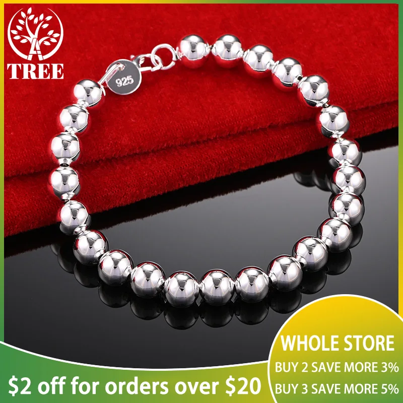 ALITREE 925 Sterling Silver 8mm Beads Chain Bracelet For Woman Lady Birthday Banquet Party Trendy Jewelry Wedding Accessories
ALITREE 925 Sterling Silver 8mm Beads Chain Bracelet For Woman Lady Birthday Banquet Party Trendy Jewelry Wedding Accessories
