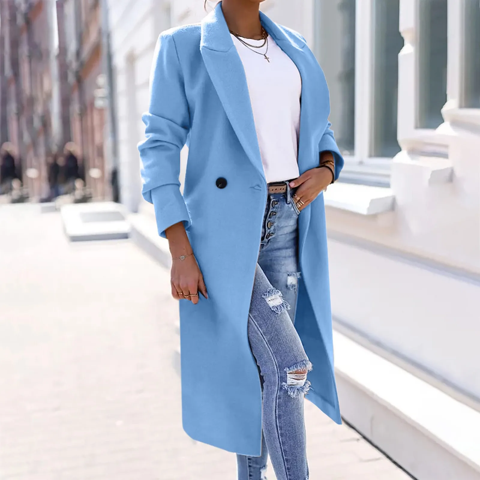 Women's Faux Wool Coat Blouse Thin Coat Trench Long Jacket Ladies Slim Long Belt Elegant Overcoat Outwear
Women's Faux Wool Coat Blouse Thin Coat Trench Long Jacket Ladies Slim Long Belt Elegant Overcoat Outwear