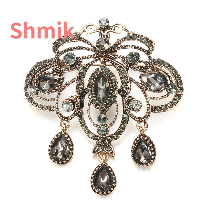 2022 Fashion Vintage Gray Crystal Flower Women Brooch Pin Gold Color Arabesque Rhinestone Boho Brooch Lapel Scarf Broches
2022 Fashion Vintage Gray Crystal Flower Women Brooch Pin Gold Color Arabesque Rhinestone Boho Brooch Lapel Scarf Broches