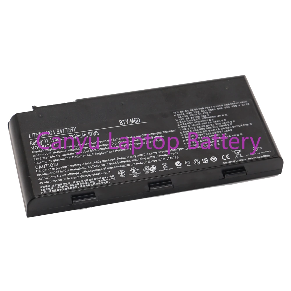 

New BTY-M6D Laptop Battery for MSI GT60 GT70 GX780R GX680 GX780 GT780R GT660R GT663R GX660 GT680R GT783R 9CELLS 7800mAh 87Wh