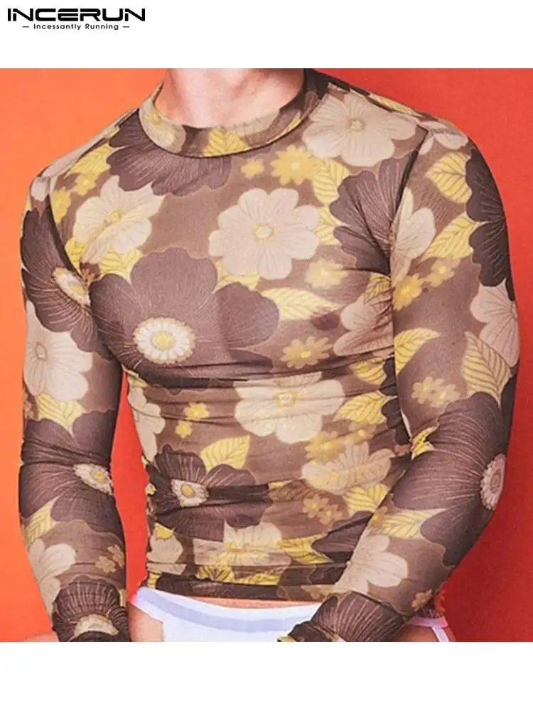 Fashion Men T Shirt Mesh Transparent O-neck Long Sleeve Men Clothing 2022 Streetwear Flower Print Casual Camisetas INCERUN 5XL 7
Fashion Men T Shirt Mesh Transparent O-neck Long Sleeve Men Clothing 2022 Streetwear Flower Print Casual Camisetas INCERUN 5XL 7