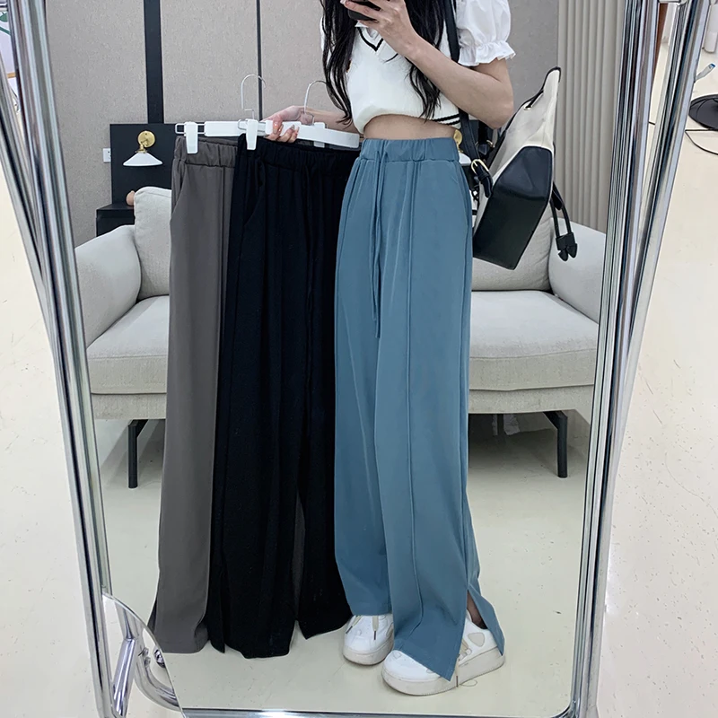 Summer Women's Clothing New Pants Solid Color Fashion Leisure Loose Split High Waist Chiffon Movafag 
Summer Women's Clothing New Pants Solid Color Fashion Leisure Loose Split High Waist Chiffon Movafag