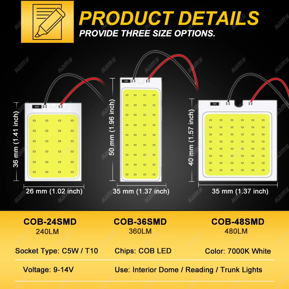 1 / 4 10 PCS T10 W5W Светодиодные лампочки C5W Festoon лампы 31 36 39 41 мм COB 12V 6500K для внутреннего