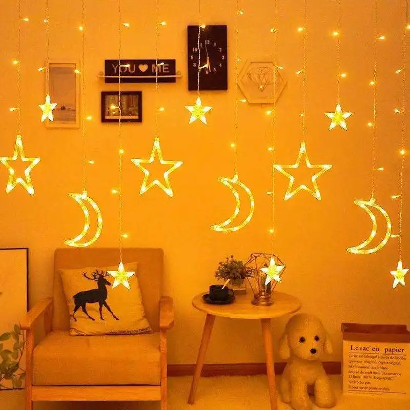 Star Moon Eid Mubarak Night Lights LED Curtain Garland Ramadan Decorations for Home Eid Mubarak Decor Kareem Ramadan Decoration
Star Moon Eid Mubarak Night Lights LED Curtain Garland Ramadan Decorations for Home Eid Mubarak Decor Kareem Ramadan Decoration