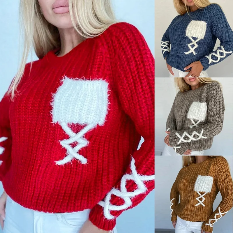 Women's Fashion Round Neck Tether Pure Color Hole Strip Pocket Casual Knitted Sweater
Women's Fashion Round Neck Tether Pure Color Hole Strip Pocket Casual Knitted Sweater