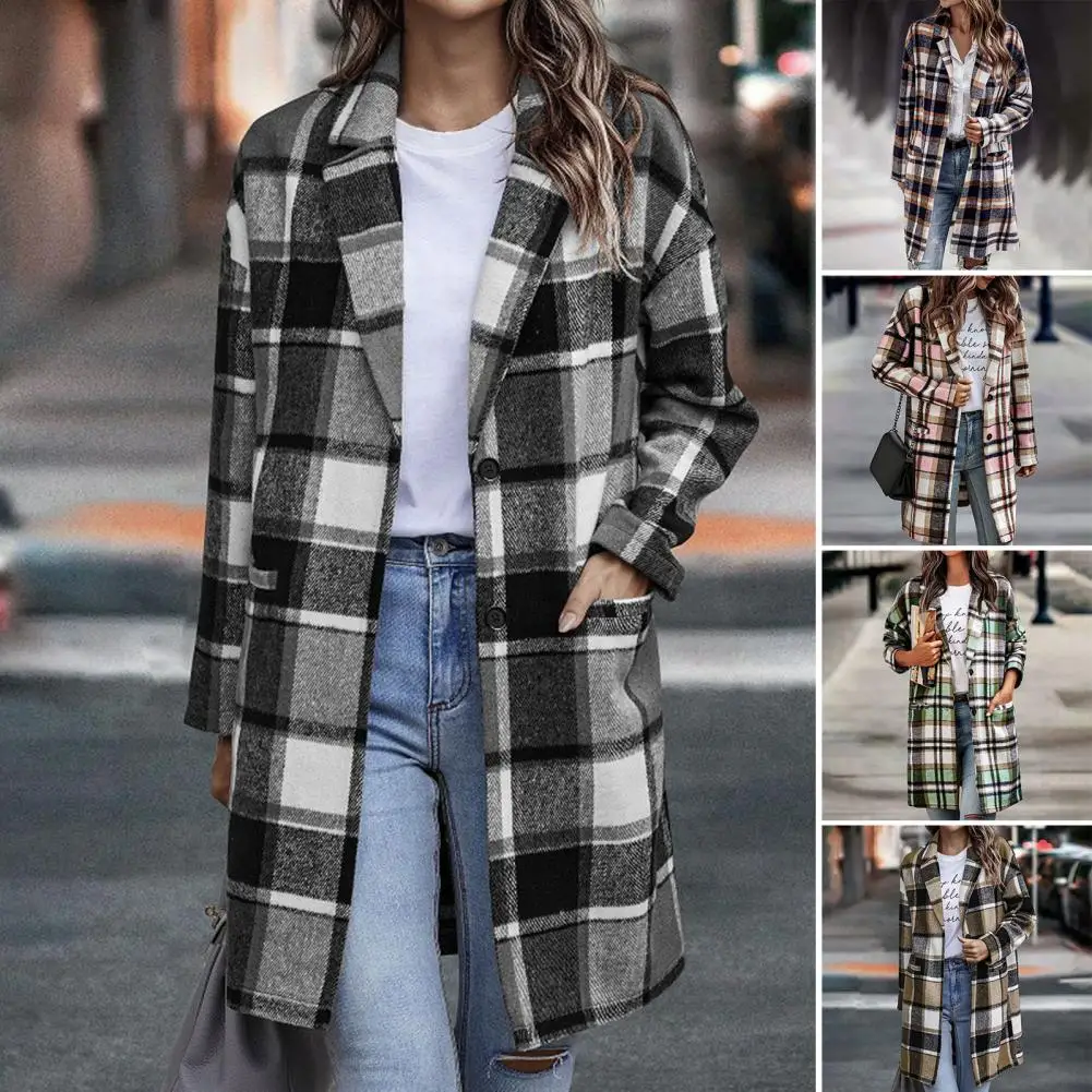 Plaid Print Chic Contrast Color Spring Coat Streetwear Lady Coat Midi Length Women Clothing
Plaid Print Chic Contrast Color Spring Coat Streetwear Lady Coat Midi Length Women Clothing
