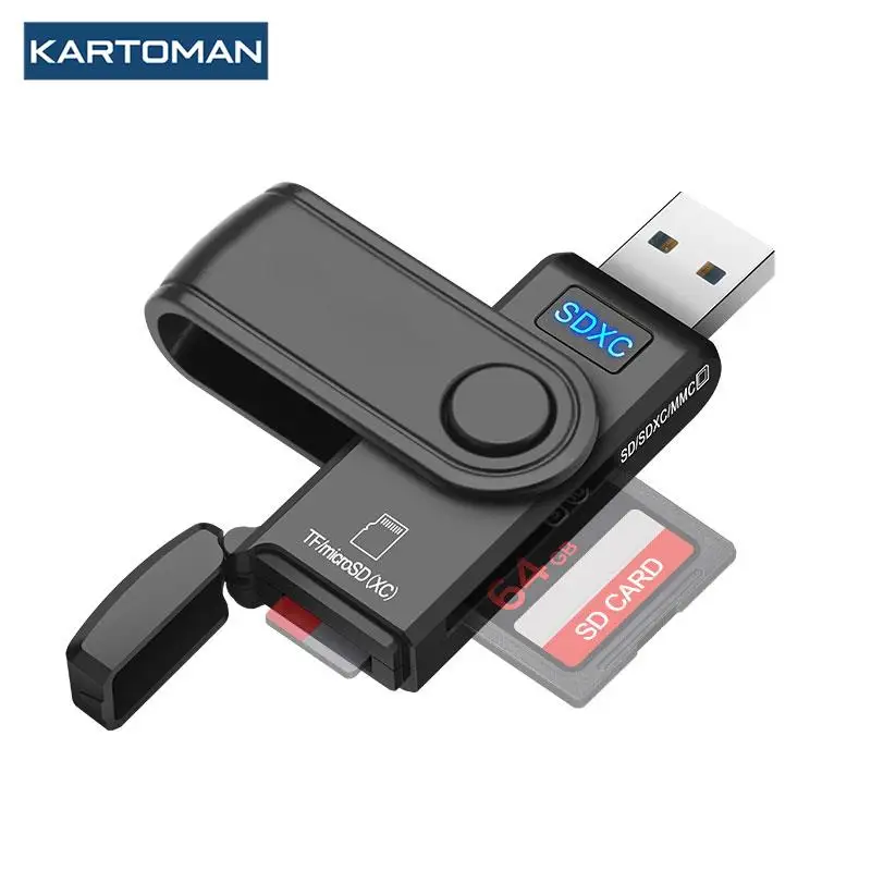 

KARTOMAN USB 3.0 Multi Memory Card Reader OTG Android Adapter Cardreader for Micro SD/TF Microsd Readers Computer pc