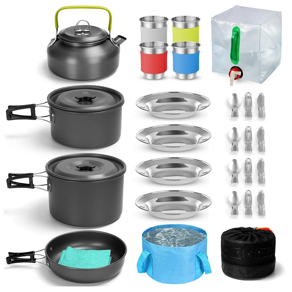 Camping Cookware 29PCS Kit Camping Tableware Set 4 Person Outdoor Picnic Cooking Supplies with Bucket Bowl Pans Fold Knife Fork
Camping Cookware 29PCS Kit Camping Tableware Set 4 Person Outdoor Picnic Cooking Supplies with Bucket Bowl Pans Fold Knife Fork