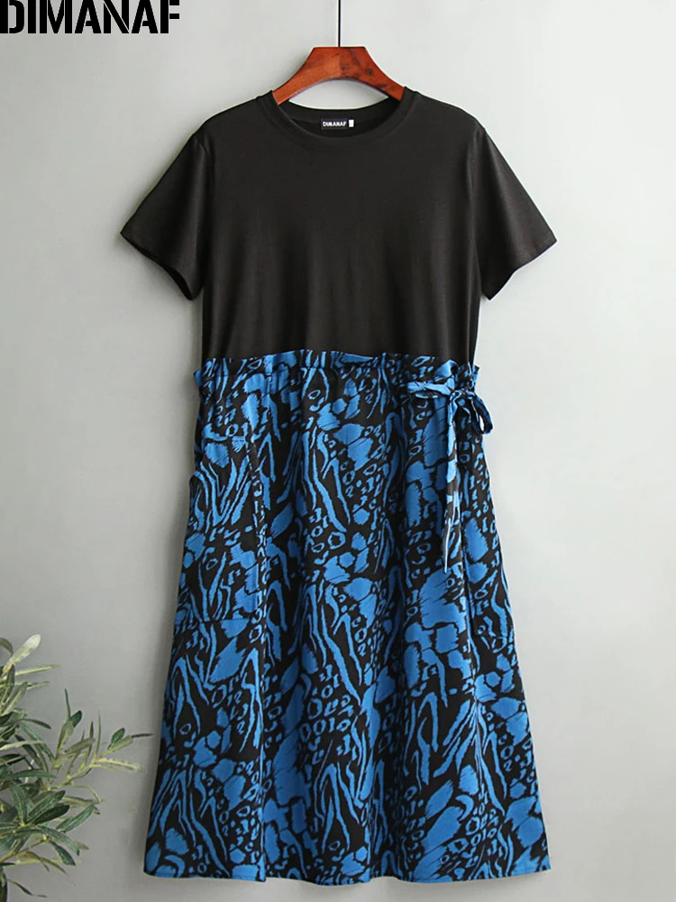 DIMANAF 2022 Women Summer Beach Dress Black Loose Oversized Print Blue Cotton Elegant Lady Long Dress Casual Clothing With Belt
DIMANAF 2022 Women Summer Beach Dress Black Loose Oversized Print Blue Cotton Elegant Lady Long Dress Casual Clothing With Belt