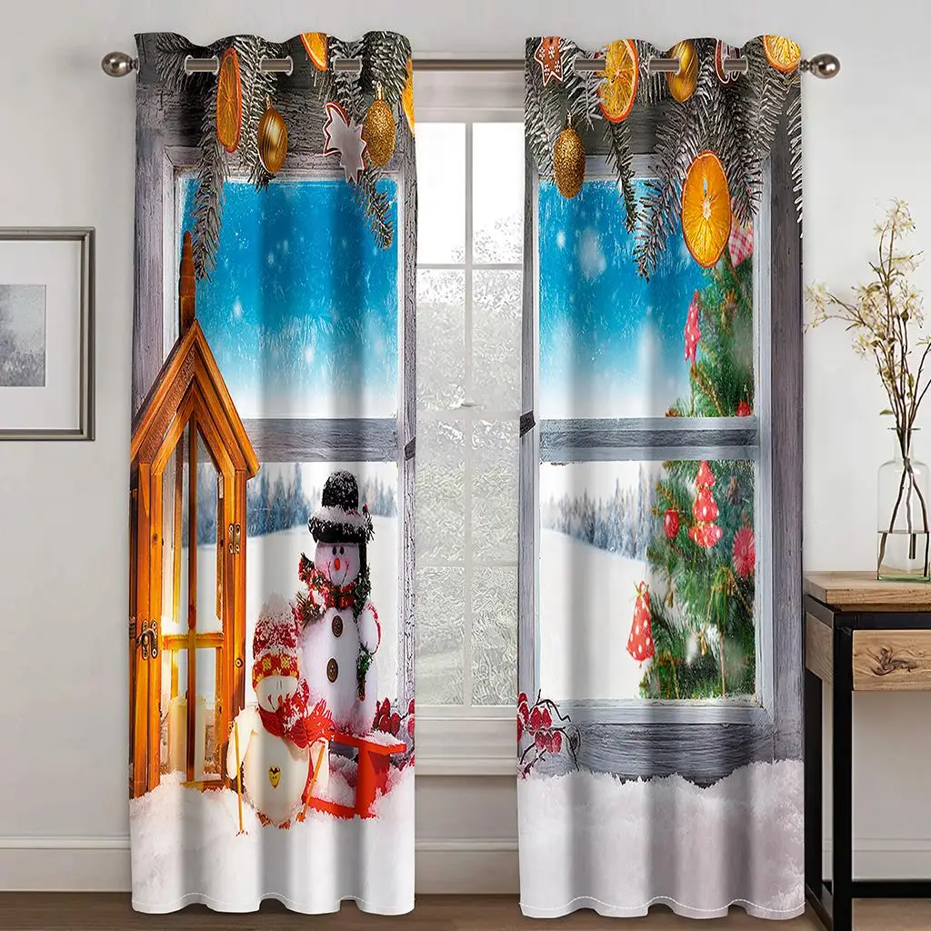 Juego de cortina Simple de diseño de ventana de escena de nieve de Navidad 3D, gancho, adecuado para cortinas de hogar en sala 
Juego de cortina Simple de diseño de ventana de escena de nieve de Navidad 3D, gancho, adecuado para cortinas de hogar en sala