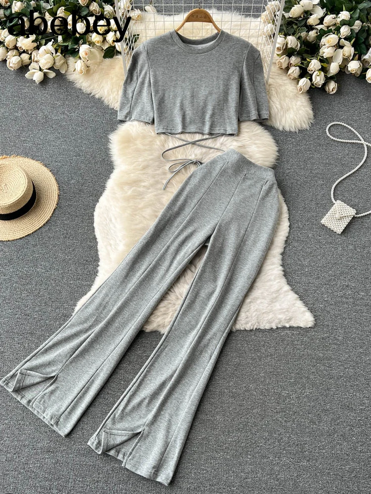 Women Casual Pants Set Fashion Bodycon Slim Short Top +Wide Legs Long Pants Solid Summer Two Piece Suit
Women Casual Pants Set Fashion Bodycon Slim Short Top +Wide Legs Long Pants Solid Summer Two Piece Suit
