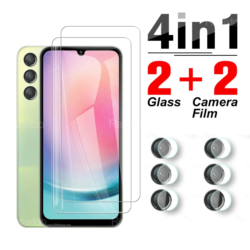 

4IN1 Screen Glass For Samsung Galaxy A24 4G A34 A14 5G A04 A54 Camera Lens Films Tempered Protector Glass Case Shield Guard Film