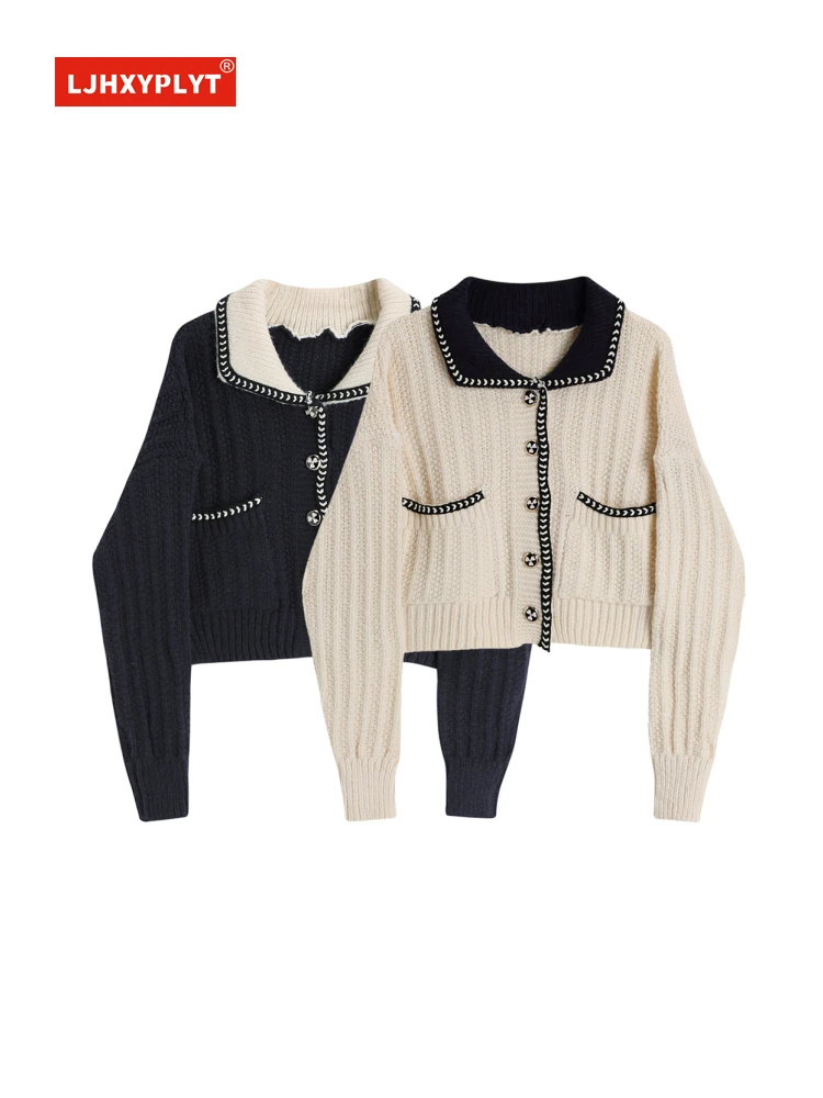 Polo Collar Contrast Color Knitted Sweater Women's Spring New Retro Simple Style Design Long-sleeved Knit Cardigan Female
Polo Collar Contrast Color Knitted Sweater Women's Spring New Retro Simple Style Design Long-sleeved Knit Cardigan Female