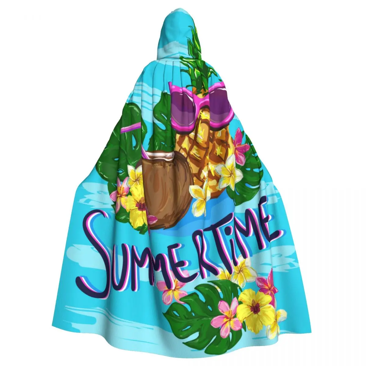 

Summertime Pineapple Sunglasses Tropical Flowers Hooded Cloak Polyester Unisex Witch Cape Costume Accessory