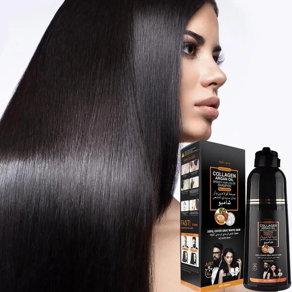 400ML Cover Grey Hair Morocco Argan Oil Care Fast Magic Black Hair Shampoo Dye Repair Damaged Improve Split Hair Rough
400ML Cover Grey Hair Morocco Argan Oil Care Fast Magic Black Hair Shampoo Dye Repair Damaged Improve Split Hair Rough