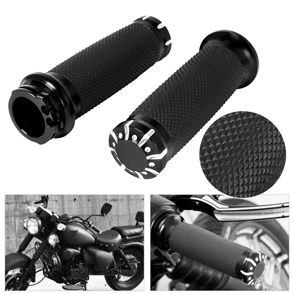

1'' 25mm Motorcycle Handle Bar Hand Grips Black Silver Aluminum Throttle Grip For Harley Touring Sportster XL883 XL1200 Dyna