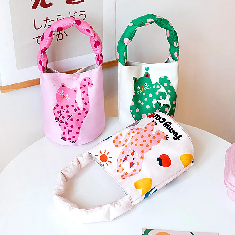 Women Soft Handbags Little Canvas Bucket Bag Lunch Box Small Bags Cartoon Print Casual Totes Cute Fashion
Women Soft Handbags Little Canvas Bucket Bag Lunch Box Small Bags Cartoon Print Casual Totes Cute Fashion