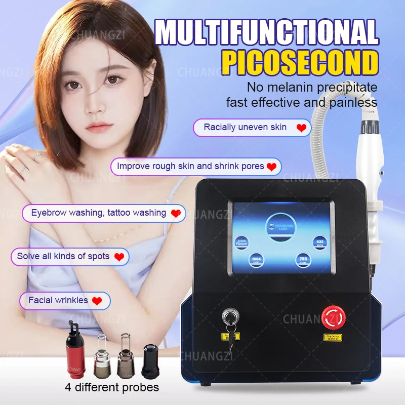 

Portable Picosecond Laser Tattoo Removal Machine pico Skin Rejuvenation 755nm 532nm 1064nm Pigment Removal For Beauty Salon