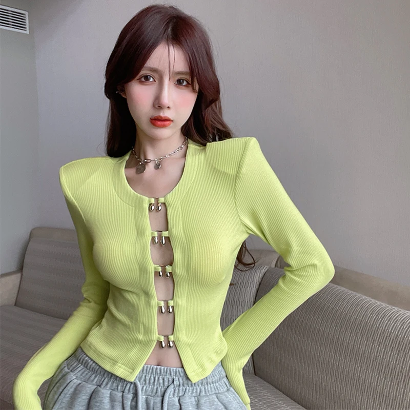 Women's Clothes 2022 Spring New Woman Casual Long Sleeve Tee Tops Sexy Single-breasted Tshirts Base Knitting Cardigan for Women
Women's Clothes 2022 Spring New Woman Casual Long Sleeve Tee Tops Sexy Single-breasted Tshirts Base Knitting Cardigan for Women