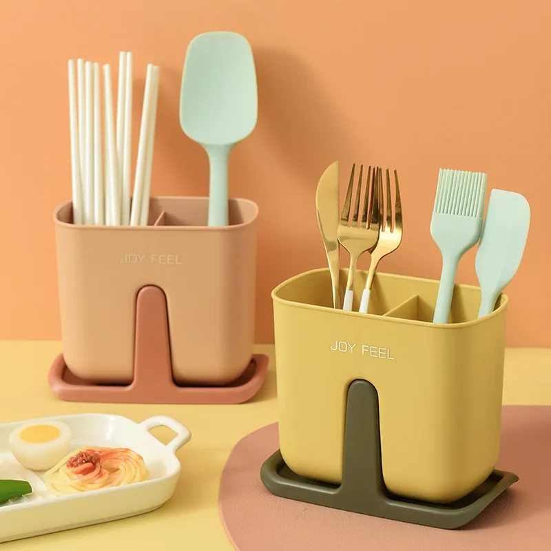 

Double Grid Plastic Chopstick Rack Detachable Drain Knife Fork Spoon Cutlery Storage Box Kitchen Desktop Organizer Gadgets