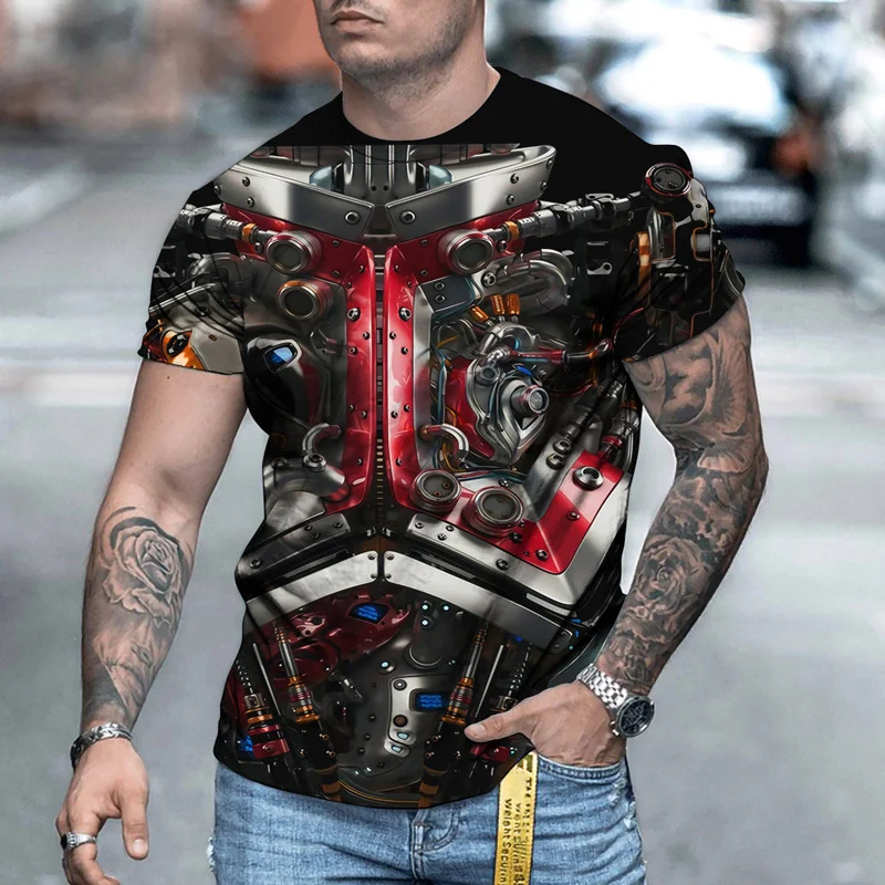 

Мужская рубашка с 3D принтом, повседневная мужская футболка, с коротким рукавом, военная машина и кардиограмма, Новинка лета 2021