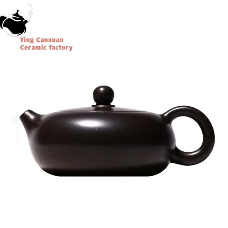 

180ML Chinese Yixing Filter Tea Pot Purple Clay Flat Xishi Teapots Raw ore black Mud Kettle Handmade Boutique Zisha Tea Set