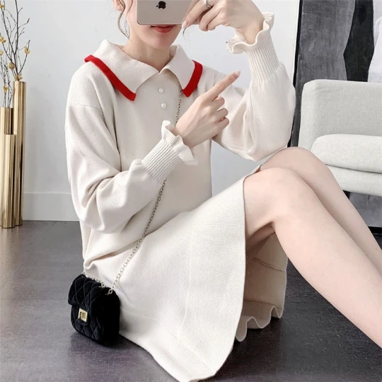 Beige Leisure Student Fitting Long Sleeve Knitting Knit Camisole Woman Dresses Fall Girl Women Dress Lady Cloth Falda Vestido
Beige Leisure Student Fitting Long Sleeve Knitting Knit Camisole Woman Dresses Fall Girl Women Dress Lady Cloth Falda Vestido