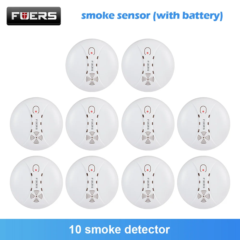 

Fuers Wireless 433Mhz Smoke Detector Over 85db Independent Anti-Fire Smoke Sensor work with Wifi GSM Home Security System