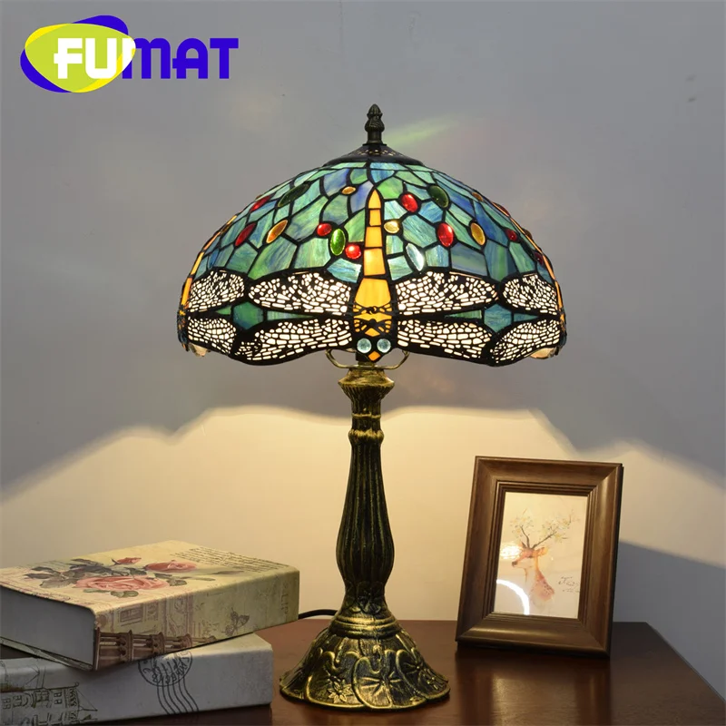 FUMAT Tiffany stained glass desk lamp creative blue dragonfly retro style art Deco living room dining room bedside reading lamp
FUMAT Tiffany stained glass desk lamp creative blue dragonfly retro style art Deco living room dining room bedside reading lamp