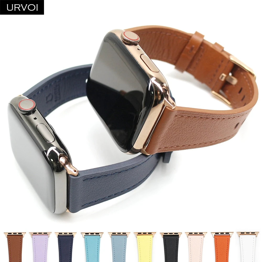 Ремешок URVOI для Apple Watch ultra series 8 7 6 SE 54 браслет из натуральной кожи iWatch с