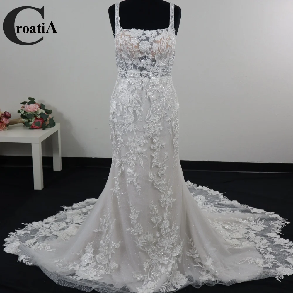 

Женское свадебное платье It's yiiya, белое платье на тонких бретельках с квадратным вырезом и геометрической аппликацией на лето 2024