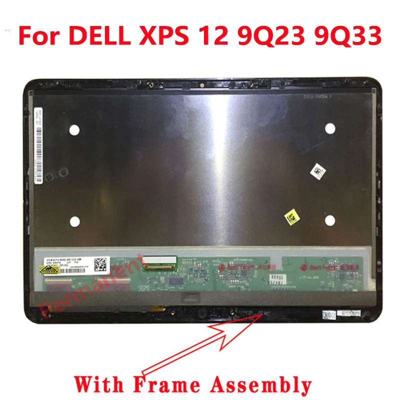 

12.5'' 1080p Replacement For DELL XPS 12 9Q23 9Q33 f20s p20s LP125WF1-SPA2 A3 LCD Assembly Touch Screen Digiter Panel With Frame
