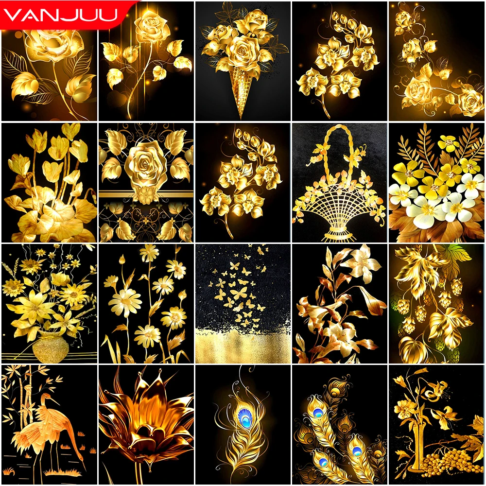 5D Diamond Painting Flower Diamond Mosaic Gold Leaf Rhinestone Embroidery Cross Stitch Set Birthday Gift Home Decor
5D Diamond Painting Flower Diamond Mosaic Gold Leaf Rhinestone Embroidery Cross Stitch Set Birthday Gift Home Decor