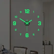 EW Kreative Einfache Leuchtende Digitale Uhr DIY Stille Wanduhr Studie Wohnzimmer Punch-Freies Wand Aufkleber Uhr