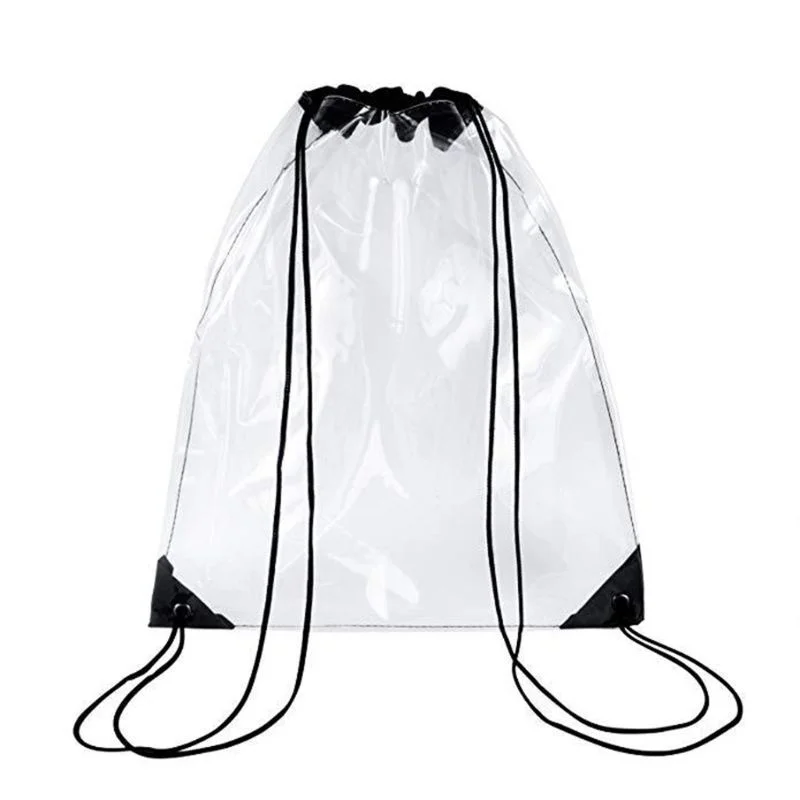 

New Transparent Drawstring Backpack Cinch Sack School Tote Gym Bag Sport Pack