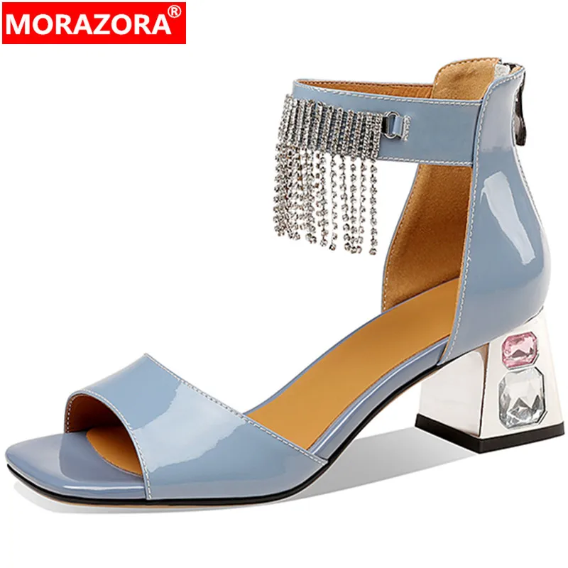 MORAZORA 2022 Size 34-42 New Patent Leather Sandals Women Square High Heels Shoes Zip Summer Ladies Dress Shoes
MORAZORA 2022 Size 34-42 New Patent Leather Sandals Women Square High Heels Shoes Zip Summer Ladies Dress Shoes