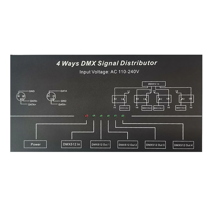 DMX512 Amplifier Splitter DMX512 Signal Repeater 1CH DMX121 4CH 4 Output Ports DMX124 Signal Distributor, AC100V-240V
DMX512 Amplifier Splitter DMX512 Signal Repeater 1CH DMX121 4CH 4 Output Ports DMX124 Signal Distributor, AC100V-240V