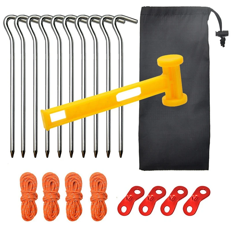 Tent Canopy Fixed Accessories Camping Windproof Rope Set Tent Universal Ground Nail With Plastic Hammer
Tent Canopy Fixed Accessories Camping Windproof Rope Set Tent Universal Ground Nail With Plastic Hammer