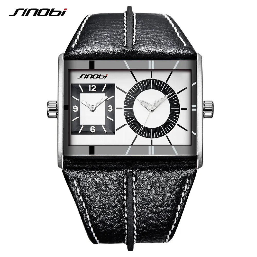 SINOBI Fashion Leather Strap Men's Watches Two Quartz Movements Wristwatches For Pilot Big Dial Square Male Clock Dropshipping
SINOBI Fashion Leather Strap Men's Watches Two Quartz Movements Wristwatches For Pilot Big Dial Square Male Clock Dropshipping