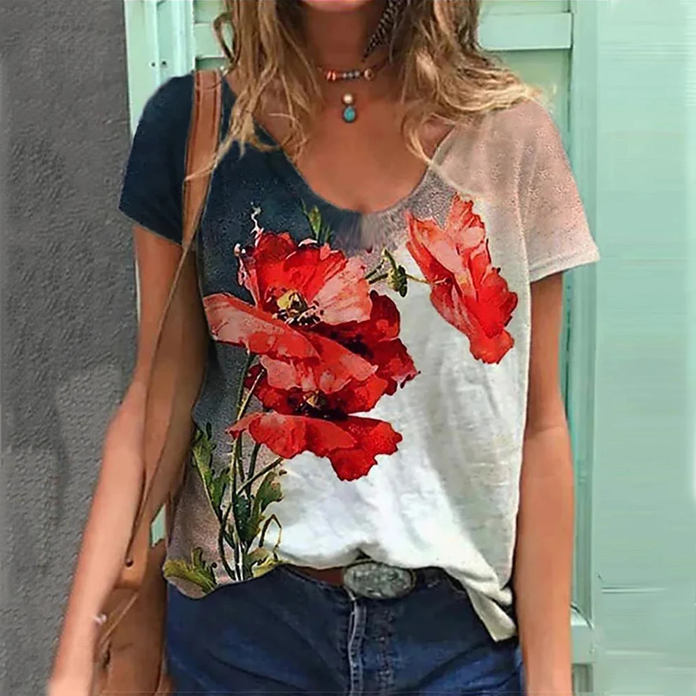 3d Floral Print Tee Summer Fashion Women's T-shirt Large Size Tops Woman Clothing Everyday Female Tops Loose Short Sleeve Blouse
3d Floral Print Tee Summer Fashion Women's T-shirt Large Size Tops Woman Clothing Everyday Female Tops Loose Short Sleeve Blouse