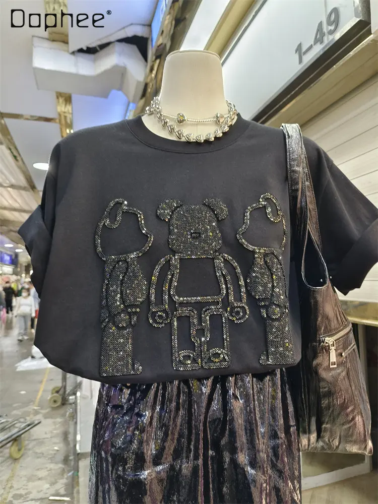 2023 Spring and Summer New Round Neck White Cotton T-shirt Women's Fashion Cartoon Rhinestone Loose Short Sleeve Tee Female Top
2023 Spring and Summer New Round Neck White Cotton T-shirt Women's Fashion Cartoon Rhinestone Loose Short Sleeve Tee Female Top