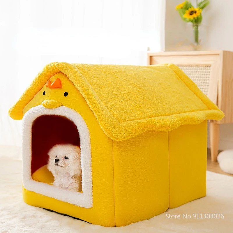 

Yellow Chick Pet House Indoor Cute Cat Nest Four Seasons Universal Soft Cozy Dog Puppy Kitten Bed Fully Enclosed Pet Supplies