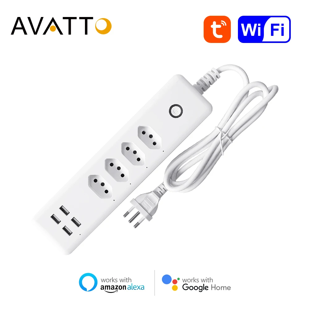 AVATTO Brasil WiFi Power Strip with 4 Outlets 4 USB Ports ,1.4m Extension Cord Smart Wireless Outlet work with Alexa,Google Home
AVATTO Brasil WiFi Power Strip with 4 Outlets 4 USB Ports ,1.4m Extension Cord Smart Wireless Outlet work with Alexa,Google Home